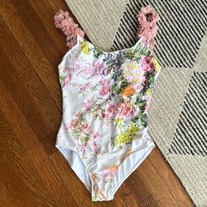 Low Back Floral Straps Scoop Neck One-piece Swimsuit Honeymoon